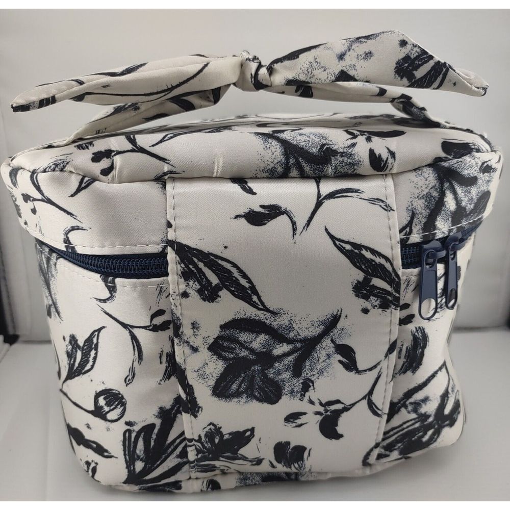 3 NEW NAVY BLUE & WHITE FLORAL MAKE-UP BAGS Zippered Toiletry Travel Case ULTA - Picture 5 of 5